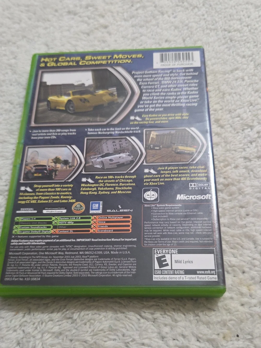 XBOX PROJECT GOTHAM RACING 2 VIDEO GAME